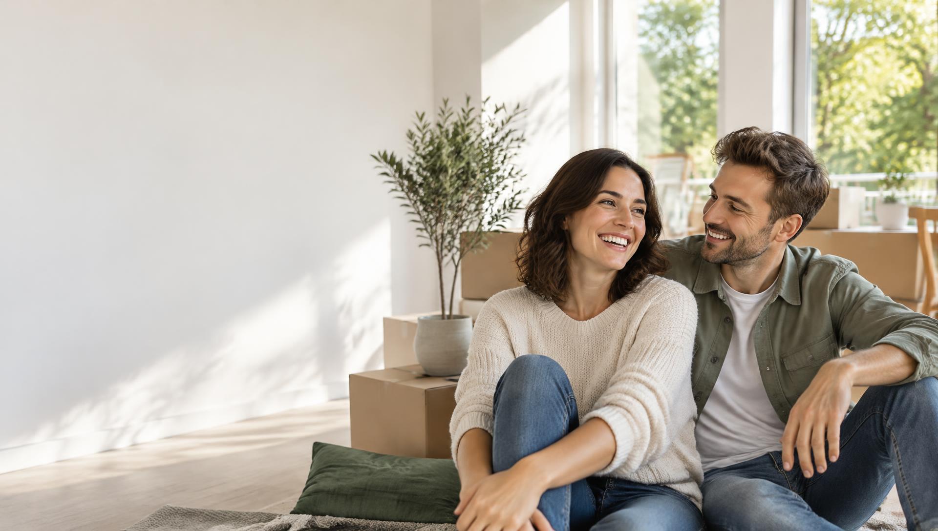 Ein glückliches Paar in seiner neuen Wohnung